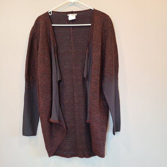 Sarah Pacini Cardigan Sweater Open Front Maroon Womens One Size - Picture 8 of 8